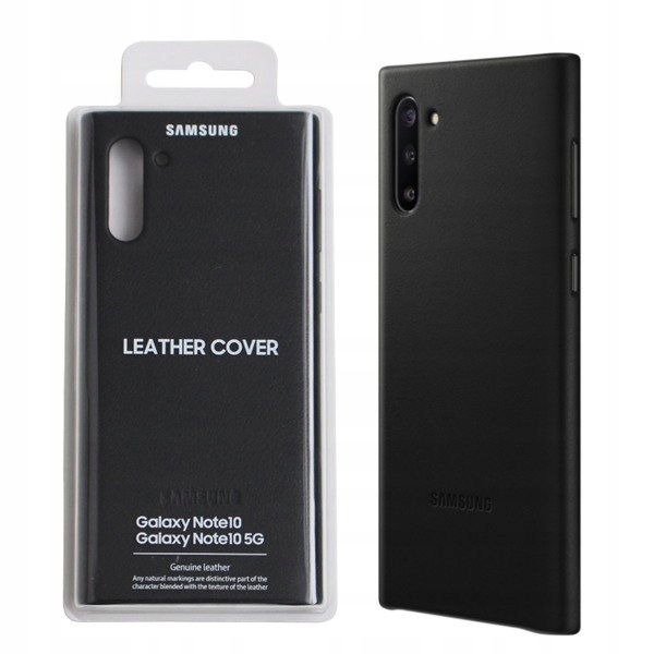 Oryginalne etui Samsung Leather Cover – Samsung Galaxy Note 10 / Note 10 5G – czarne (blister) ETUI-SKORZANE-POKROWIEC-LEATHER-COVER-SAMSUNG-GALAXY-NOTE-10-N970-CZARNE-GSMFORYOU