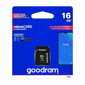 Karta Pamięci Goodram 16GB + Adapter Class 10 UHS-1