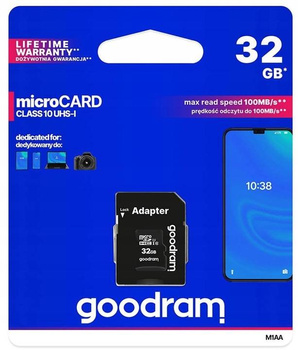 Karta Pamięci Goodram 32GB + Adapter Class 10 UHS-1